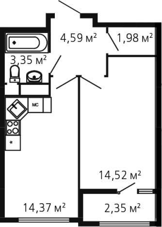 Купить однокомнатную квартиру в ЖК Миниполис Рафинад в Химках. Вариант № 142899, 0, площадь -  квм, цена 9659098 рублей