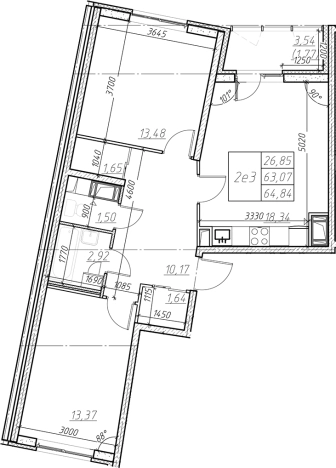 Купить трехкомнатную квартиру в ЖК Левитан в Мурине. Вариант № 6852350, 0, площадь - квм, цена 9403737 рублей