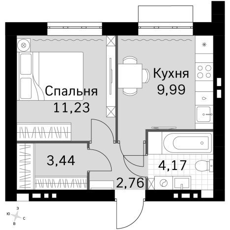 . Вариант № 9959672, 0, площадь - 31.59 квм, цена 8557068 рублей
