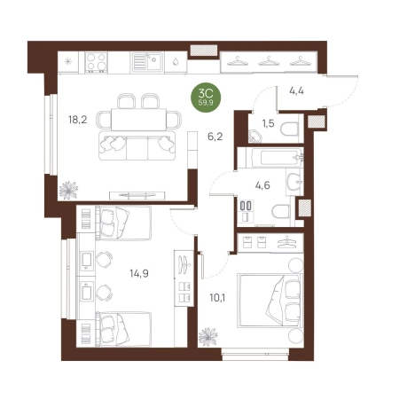 Купить трехкомнатную квартиру в Новосибирске. Вариант № 9935318, 0, площадь -  квм, цена 9547000 рублей