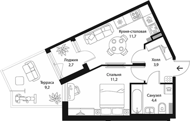 . Вариант № 7829497, 0, площадь - 31.19 квм, цена 8401400 рублей