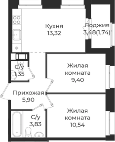 Купить квартиру в ЖК Новатория в Ленинградской области. Вариант № 6909978, 0, площадь -  квм, цена 6884352 рублей