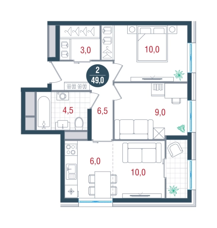 Купить двухкомнатную квартиру в ЖК Кантемировский в Москве. Вариант № 8925259, 0, площадь -  квм, цена 18419408 рублей