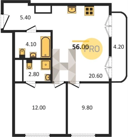 Купить двухкомнатную квартиру в районе Центральный жилой в Ижевске. Вариант № 61441, 0, площадь -  квм, цена 5011720 рублей