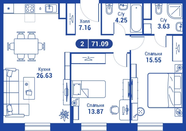 Купить двухкомнатную квартиру на вторичке в ЖК ILOVE в Москве. Вариант № 75993, 0, площадь -  квм, цена 30299648 рублей