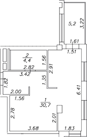 . Вариант № 8988535, 0, площадь - 35.1 квм, цена 22568000 рублей
