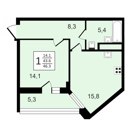 Купить однокомнатную квартиру на улице Станкевича в Воронеже. Вариант № 152275, 0, площадь -  квм, цена 8515625 рублей