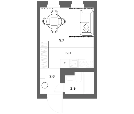 Купить Студию в новостройках у метро Девяткино в Ленинградской области. Вариант № 7829947, 0, площадь -  квм, цена 3131000 рублей