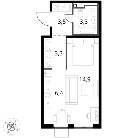 Купить однокомнатную квартиру у метро Битца в Московской области. Вариант № 9946999, 0, площадь -  квм, цена 11140720 рублей