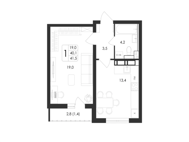 Купить квартиру в Воронеже. Вариант № 8687619, 0, площадь -  квм, цена 7438751 рублей