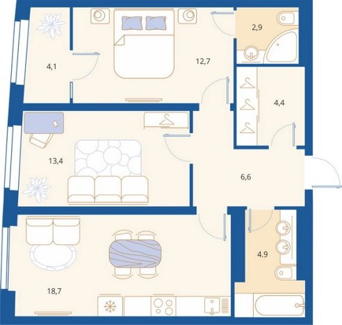 Купить двухкомнатную квартиру в районе Октябрьский в Пензе. Вариант № 8816958, 0, площадь -  квм, цена 7437000 рублей
