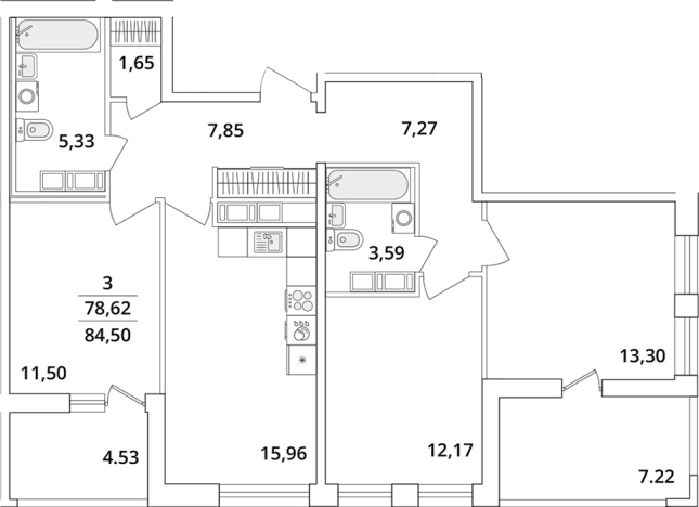 Купить квартиру на вторичке в ЖК Cube в Санкт-Петербурге. Вариант № 4817447, 0, площадь -  квм, цена 20729340 рублей