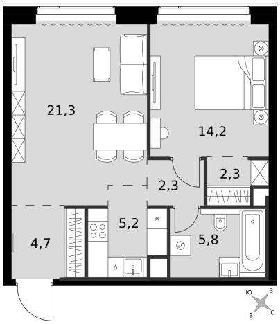 Купить двухкомнатную квартиру в районе Хорошёвский в Москве. Вариант № 9466381, 0, площадь -  квм, цена 46431180 рублей