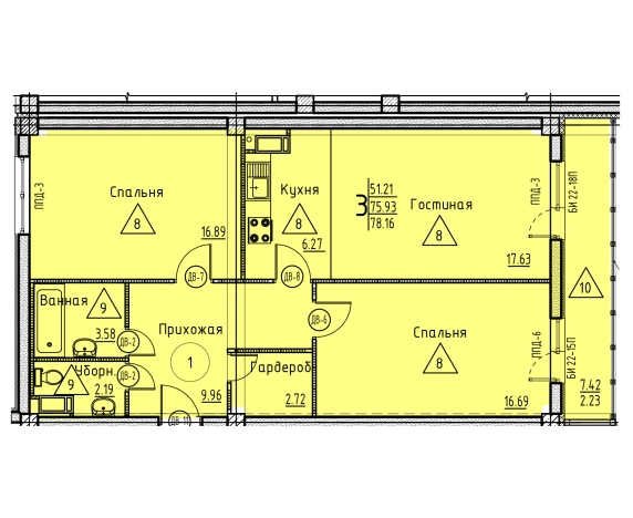 Купить трехкомнатную квартиру на улице Клочкова в Пензенской области. Вариант № 69593, 0, площадь -  квм, цена 8753920 рублей