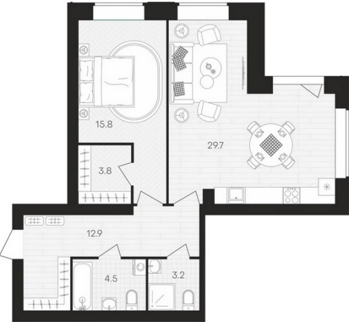 Купить однокомнатную квартиру в ЖК Жилой комплекс "Кантри" в Пензенской области. Вариант № 114956, 0, площадь -  квм, цена 6291000 рублей