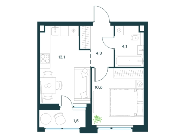 . Вариант № 151543, 0, площадь - 33.6 квм, цена 18323697 рублей