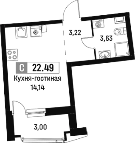 Купить Студию у метро Девяткино в Мурине. Вариант № 6211876, 0, площадь -  квм, цена 4609331 рублей