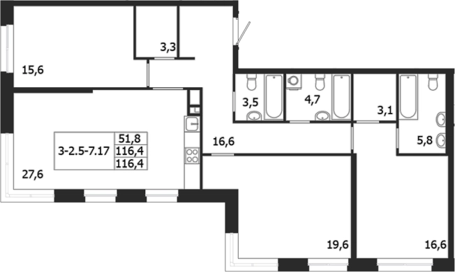 Купить трехкомнатную квартиру в ЖК ЛДМ в Санкт-Петербурге. Вариант № 6851601, 0, площадь -  квм, цена 121594123 рублей