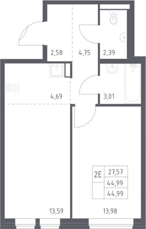 Купить однокомнатную квартиру на улице Центральная в Щёлкове. Вариант № 2384714, 0, площадь - квм, цена 10386106 рублей
