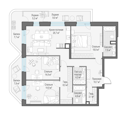 Купить квартиру в ЖК FORIVER в Москве. Вариант № 169116, 0, площадь -  квм, цена 81880000 рублей