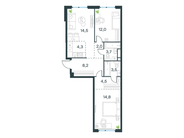 Купить квартиру в новостройках у метро Мичуринский проспект в Москве. Вариант № 9671814, 0, площадь -  квм, цена 52522155 рублей