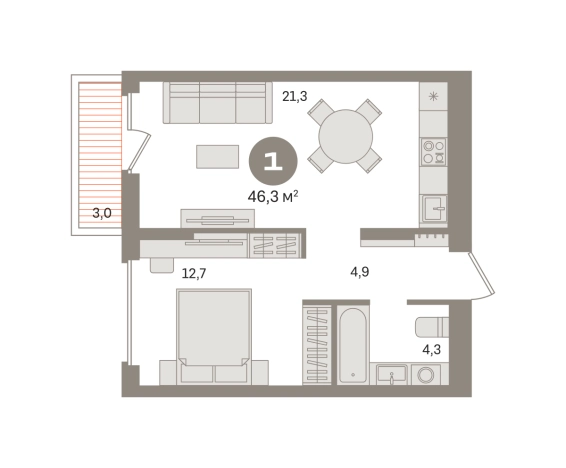 . Вариант № 8529546, 0, площадь - 46.27 квм, цена 9050000 рублей