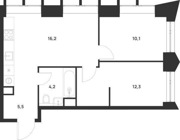 Купить двухкомнатную квартиру у метро Новохохловская в Москве. Вариант № 10427579, 0, площадь -  квм, цена 18223707 рублей