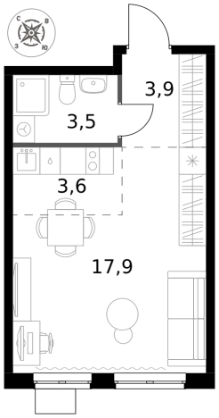 . Вариант № 9954017, 0, площадь - 28.9 квм, цена 8857850 рублей