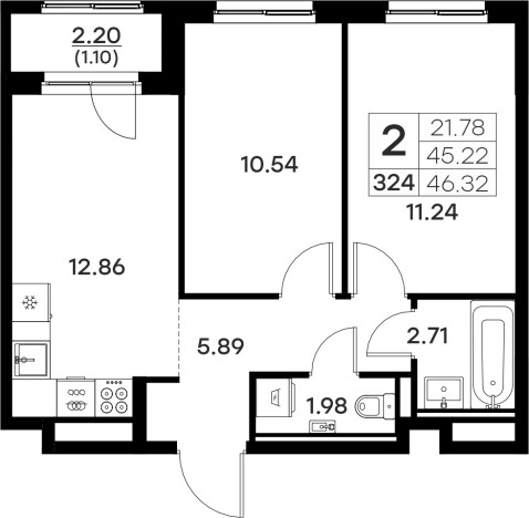 Купить двухкомнатную квартиру в ЖК Glorax Октябрьский в Владимире. Вариант № 134077, 0, площадь -  квм, цена 6689999 рублей