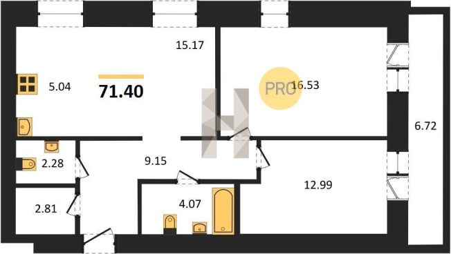 Купить двухкомнатную квартиру в Удмуртской Республике. Вариант № 67515, 0, площадь -  квм, цена 5783400 рублей