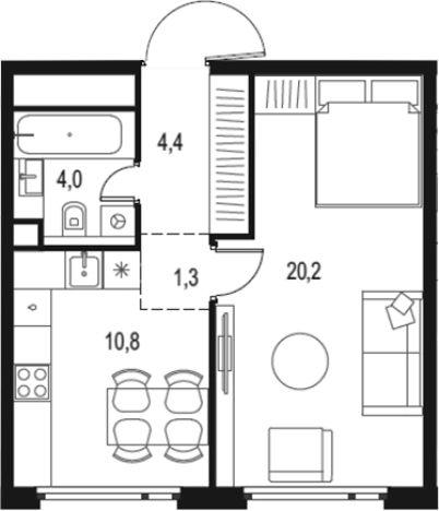 Купить однокомнатную квартиру в районе Нижегородский в Москве. Вариант № 206319, 0, площадь -  квм, цена 14907692 рублей