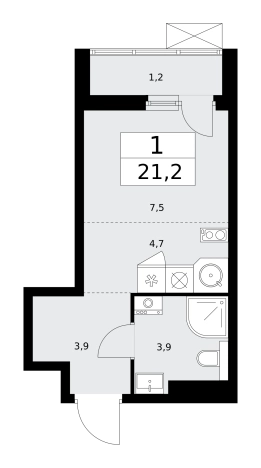 Купить однокомнатную квартиру в новостройках у метро Бунинская аллея в Москве. Вариант № 489871, 0, площадь -  квм, цена 9843160 рублей