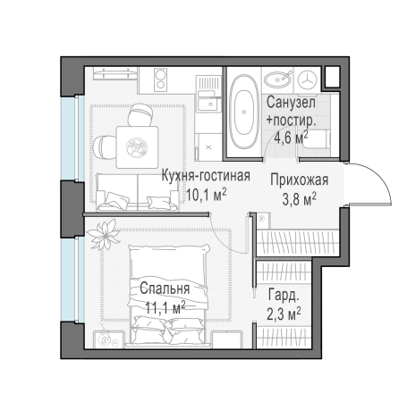 Купить однокомнатную квартиру в новостройках на улице Щербакова в Мытищах. Вариант № 167069, 0, площадь -  квм, цена 7110000 рублей