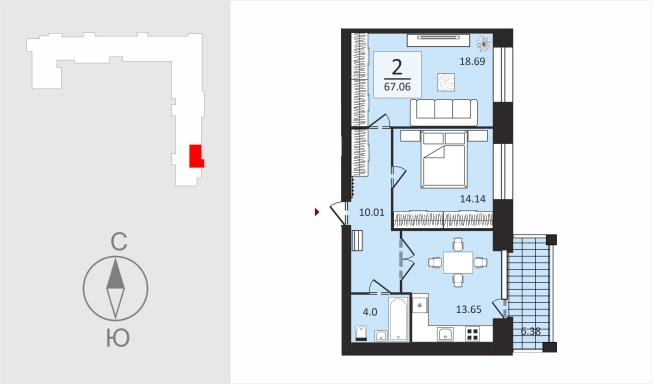 . Вариант № 106613, 0, площадь - 67.19 квм, цена 7726850 рублей