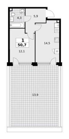 Купить однокомнатную квартиру у метро Потапово в Москве. Вариант № 1008032, 0, площадь -  квм, цена 23259670 рублей