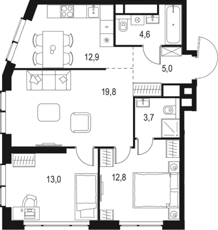 Купить квартиру в новостройках у метро Мичуринский проспект в Москве. Вариант № 203030, 0, площадь -  квм, цена 30257485 рублей