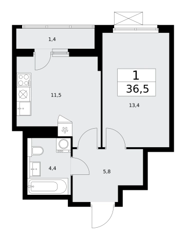 Купить однокомнатную квартиру в ЖК Бунинские кварталы в Москве. Вариант № 489870, 0, площадь -  квм, цена 13057510 рублей