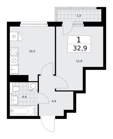 Купить однокомнатную квартиру в новостройках у метро Бунинская аллея в Москве. Вариант № 489790, 0, площадь -  квм, цена 12605306 рублей