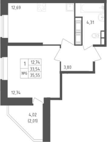 Купить однокомнатную квартиру у метро Рыбацкое в Санкт-Петербурге. Вариант № 6631023, 0, площадь -  квм, цена 10488826 рублей