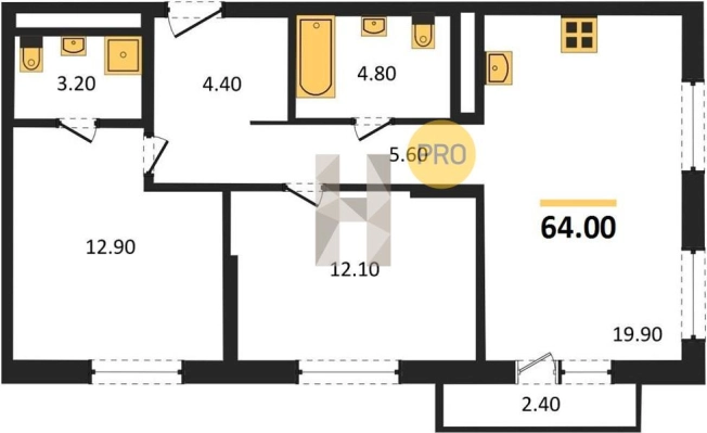 Купить двухкомнатную квартиру в ЖК Покровский в Ижевске. Вариант № 68595, 0, площадь -  квм, цена 4573660 рублей