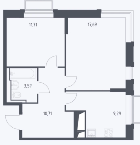 Купить двухкомнатную квартиру в новостройках у метро Полянка в Москве. Вариант № 15027, 0, площадь -  квм, цена 13500000 рублей