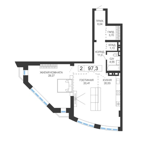 Купить двухкомнатную квартиру в Приморском крае. Вариант № 6059046, 0, площадь -  квм, цена 26757500 рублей
