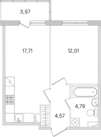 Купить двухкомнатную квартиру в новостройках у метро Проспект Большевиков в Ленинградской области. Вариант № 8488973, 0, площадь -  квм, цена 6330960 рублей