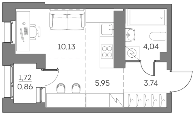 . Вариант № 842226, 0, площадь - 24.72 квм, цена 14230241 рублей