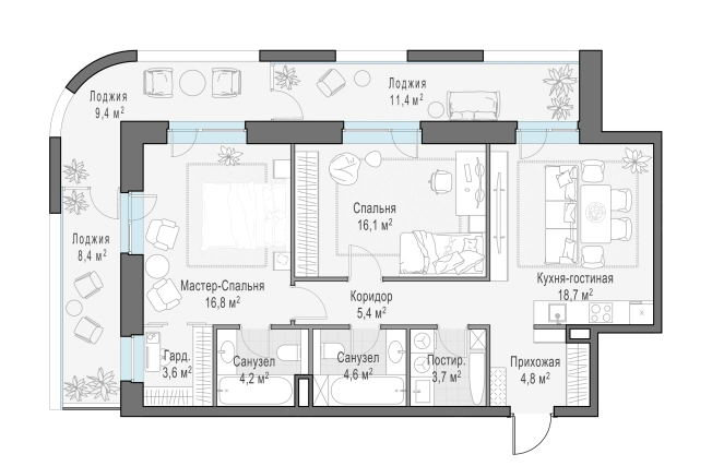 Купить квартиру в новостройках у метро Автозаводская в Москве. Вариант № 107186, 0, площадь - квм, цена 61020000 рублей