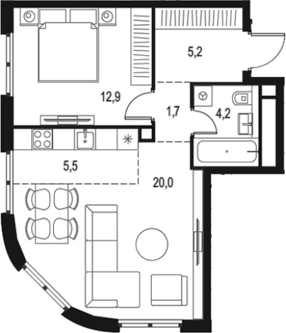 Купить двухкомнатную квартиру в районе Нижегородский в Москве. Вариант № 206245, 0, площадь -  квм, цена 17241751 рублей