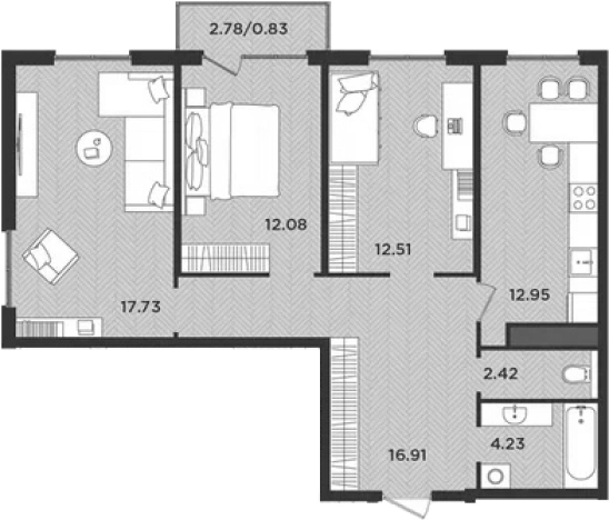 Купить трехкомнатную квартиру у метро Парнас в Ленинградской области. Вариант № 7204187, 0, площадь -  квм, цена 13230200 рублей