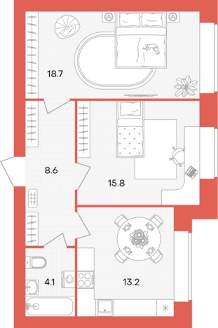 Купить двухкомнатную квартиру в ЖК Жилой комплекс "Кантри" в Пензенской области. Вариант № 2625877, 0, площадь -  квм, цена 5738000 рублей