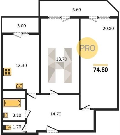 Купить двухкомнатную квартиру в ЖК Золотая долина в Приморском крае. Вариант № 72347, 0, площадь -  квм, цена 7480000 рублей