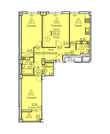 Купить трехкомнатную квартиру в Микрорайоне Арбеково, Октябрьский район в Пензе. Вариант № 69600, 0, площадь -  квм, цена 8029280 рублей